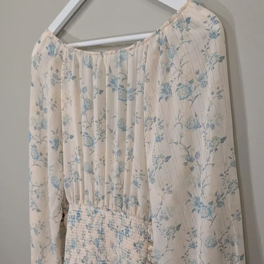 Free People Final Rose Blouse Fairycore Cottagecore Milkmaid Feminine Size M